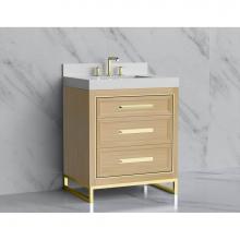 Madeli B865-30-001-LC-NO-HP-SB - Madeli Vision 30'' Free standing Vanity Cabinet in Natural Oak/HW: Handle & Feet Sat