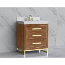 Madeli B865-30-001-LC-NW-HP-MB - Madeli Vision 30'' Free standing Vanity Cabinet in Natural Walnut/HW: Handle & Feet