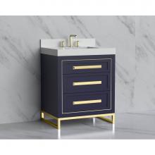 Madeli B865-30-001-LC-SA-HP-SB - Madeli Vision 30'' Free standing Vanity Cabinet in Sapphire/HW: Handles/Feet Satin Brass