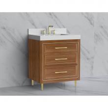 Madeli B865-30-001-LR-NW-HR-PC - Madeli Vision 30'' Free standing Vanity Cabinet in Natural Walnut/HW: Handle & Fee P