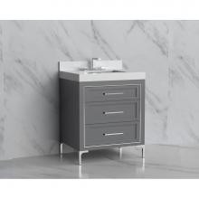 Madeli B865-30-001-LY-TG-HY-BN - Madeli Vision 30'' Free standing Vanity Cabinet in Studio Grey/HW: Handles/Feet Brushed