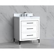 Madeli B865-30-001-LY-WH-HY-BN - Madeli Vision 30'' Free standing Vanity Cabinet in White/HW: Handles/Feet Brushed Nickel