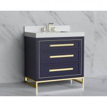 Madeli B865-36-001-LC-SA-HP-BN - Madeli Vision 36'' Free standing Vanity Cabinet in Sapphire/HW: Handles/Feet Brushed Nic