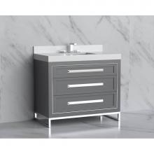 Madeli B865-36-001-LC-TG-HP-SB - Madeli Vision 36'' Free standing Vanity Cabinet in Studio Grey/HW: Handles/Feet Satin Br