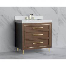 Madeli B865-36-001-LR-BR-HR-SB - Madeli Vision 36'' Free standing Vanity Cabinet in Brandy/HW: Handles/Feet Satin Brass(S