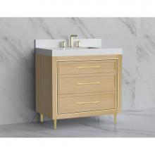 Madeli B865-36-001-LR-NO-HR-PC - Vision 36'' Free standing Vanity Cabinet in Natural Oak/HW: Handle & Feet Polished C