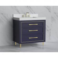 Madeli B865-36-001-LR-SA-HR-MB - Madeli Vision 36'' Free standing Vanity Cabinet in Sapphire/HW: Handles/Feet Matte Black