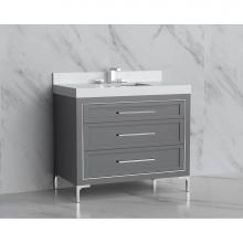 Madeli B865-36-001-LY-TG-HY-MB - Madeli Vision 36'' Free standing Vanity Cabinet in Studio Grey/HW: Handles/Feet Matte Bl