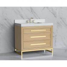 Madeli B865-42-001-LC-NO-HP-PN - Madeli Vision 42'' Free standing Vanity Cabinet in Natural Oak/HW: Handle & Feet Pol