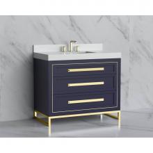 Madeli B865-42-001-LC-SA-HP-BN - Madeli Vision 42'' Free standing Vanity Cabinet in Sapphire/HW: Handles/Feet Brushed Nic