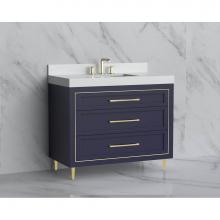 Madeli B865-42-001-LR-SA-HR-SB - Madeli Vision 42'' Free standing Vanity Cabinet in Sapphire/HW: Handles/Feet Satin Brass