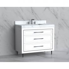 Madeli B865-42-001-LR-WH-HR-BN - Madeli Vision 42'' Free standing Vanity Cabinet in White/HW: Handles/Feet Brushed Nickel