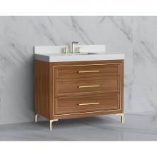 Madeli B865-42-001-LY-NW-HY-SB - Madeli Vision 42'' Free standing Vanity Cabinet in Natural Walnut/HW: Handle & Feet