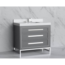 Madeli B865-42-001-LC-TG-HP-PC - Vision 42'' Free standing Vanity Cabinet in Studio Grey/HW: Handles/Feet Polished Chrome