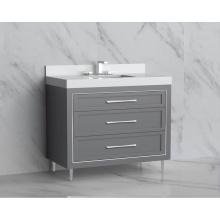 Madeli B865-42-001-LR-TG-HR-PC - Vision 42'' Free standing Vanity Cabinet in Studio Grey/HW: Handles/Feet Polished Chrome