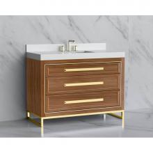 Madeli B865-48C-001-LC-NW-HP-PC - Madeli Vision 48C'' Free standing Vanity Cabinet in Natural Walnut/HW: Handle & Feet