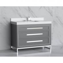 Madeli B865-48C-001-LC-TG-HP-SB - Madeli Vision 48C'' Free standing Vanity Cabinet in Studio Grey/HW: Handles/Feet Satin B