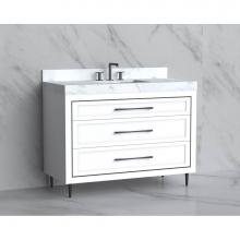 Madeli B865-48C-001-LR-WH-HR-PN - Madeli Vision 48C'' Free standing Vanity Cabinet in White/HW: Handles/Feet Polished Nick
