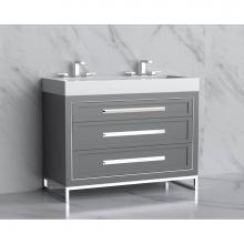 Madeli B865-48D-001-LC-TG-HP-BN - Madeli Vision 48D'' Free standing Vanity Cabinet in Studio Grey/HW: Handles/Feet Brushed