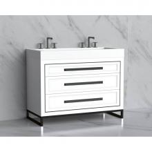 Madeli B865-48D-001-LC-WH-HP-MB - Madeli Vision 48D'' Free standing Vanity Cabinet in White/HW: Handles/Feet Matte Black(M