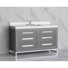 Madeli B865-60C-001-LC-TG-HP-PN - Madeli Vision 60C'' Free standing Vanity Cabinet in Studio Grey/HW: Handles/Feet Polishe