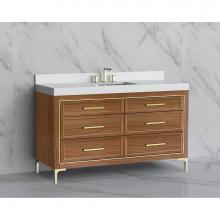 Madeli B865-60C-001-LY-NW-HY-SB - Madeli Vision 60C'' Free standing Vanity Cabinet in Natural Walnut/HW: Handle & Feet