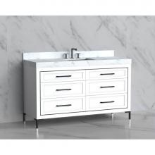 Madeli B865-60C-001-LY-WH-HY-SB - Madeli Vision 60C'' Free standing Vanity Cabinet in White/HW: Handles/Feet Satin Brass(S