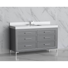 Madeli B865-60C-001-LY-TG-HY-PC - Vision 60C'' Free standing Vanity Cabinet in Studio Grey/HW: Handles/Feet Polished Chrom