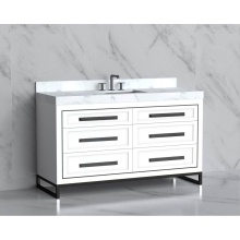 Madeli B865-60C-001-LC-WH-HP-PC - Vision 60C'' Free standing Vanity Cabinet in White/HW: Handles/Feet Polished Chrome(PC)