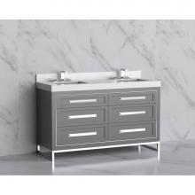 Madeli B865-60D-001-LC-TG-HP-PC - Madeli Vision 60D'' Free standing Vanity Cabinet in Studio Grey/HW: Handles/Feet Polishe