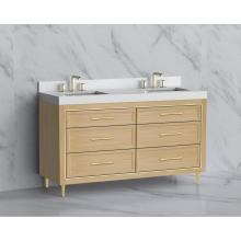 Madeli B865-60D-001-LR-NO-HR-MB - Madeli Vision 60D'' Free standing Vanity Cabinet in Natural Oak/HW: Handle & Feet Ma