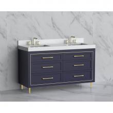 Madeli B865-60D-001-LR-SA-HR-BN - Madeli Vision 60D'' Free standing Vanity Cabinet in Sapphire/HW: Handles/Feet Brushed Ni