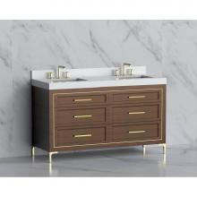 Madeli B865-60D-001-LY-BR-HY-PC - Madeli Vision 60D'' Free standing Vanity Cabinet in Brandy/HW: Handles/Feet Polished Chr