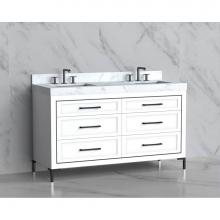 Madeli B865-60D-001-LY-WH-HY-PC - Madeli Vision 60D'' Free standing Vanity Cabinet in White/HW: Handles/Feet Polished Chro