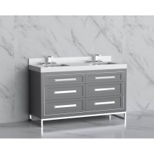 Madeli B865-60D-001-LC-TG-HP-PC - Vision 60D'' Free standing Vanity Cabinet in Studio Grey/HW: Handles/Feet Polished Chrom