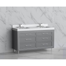 Madeli B865-60D-001-LR-TG-HR-PC - Vision 60D'' Free standing Vanity Cabinet in Studio Grey/HW: Handles/Feet Polished Chrom