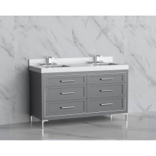 Madeli B865-60D-001-LY-TG-HY-PC - Vision 60D'' Free standing Vanity Cabinet in Studio Grey/HW: Handles/Feet Polished Chrom