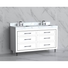Madeli B865-60D-001-LR-WH-HR-PC - Vision 60D'' Free standing Vanity Cabinet in White/HW: Handles/Feet Polished Chrome(PC)