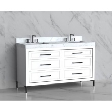 Madeli B865-60D-001-LY-WH-HY-PC - Vision 60D'' Free standing Vanity Cabinet in White/HW: Handles/Feet Polished Chrome(PC)