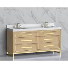 Madeli B865-72D-001-LC-NO-HP-PN - Madeli Vision 72D'' Free standing Vanity Cabinet in Natural Oak/HW: Handle & Feet Po