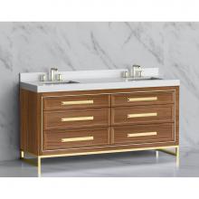 Madeli B865-72D-001-LC-NW-HP-SB - Madeli Vision 72D'' Free standing Vanity Cabinet in Natural Walnut/HW: Handle & Feet