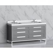 Madeli B865-72D-001-LC-TG-HP-BN - Madeli Vision 72D'' Free standing Vanity Cabinet in Studio Grey/HW: Handles/Feet Brushed