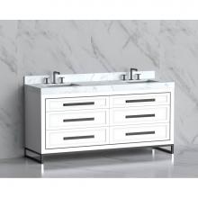 Madeli B865-72D-001-LC-WH-HP-SB - Madeli Vision 72D'' Free standing Vanity Cabinet in White/HW: Handles/Feet Satin Brass(S