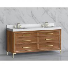 Madeli B865-72D-001-LY-NW-HY-MB - Madeli Vision 72D'' Free standing Vanity Cabinet in Natural Walnut/HW: Handle & Feet