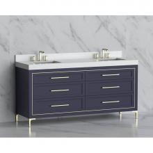Madeli B865-72D-001-LY-SA-HY-PN - Madeli Vision 72D'' Free standing Vanity Cabinet in Sapphire/HW: Handles/Feet Polished N