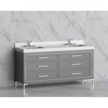 Madeli B865-72D-001-LY-TG-HY-PC - Vision 72D'' Free standing Vanity Cabinet in Studio Grey/HW: Handles/Feet Polished Chrom