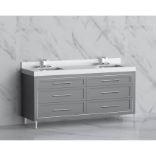 Madeli B865-72D-001-LR-TG-HR-PC - Vision 72D'' Free standing Vanity Cabinet in Studio Grey/HW: Handles/Feet Polished Chrom