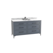 Madeli B866-60C-001-LY-TG-HY-PC - Vision SE 60C'' Free standing Vanity Cabinet in Studio Grey/HW: Handles/Feet Polished Ch