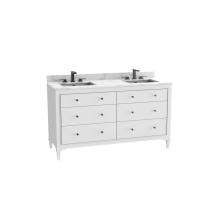 Madeli B871-60D-001-CL-WH-HK-PC - Classique 60D'' Free standing Vanity Cabinet in White/HW: Polished Chrome(PC)