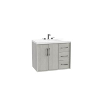 Madeli B880-36-002-CG-HR-PC - Echo 36'' Wall Hung Vanity Cabinet in Coastal Grey/HW: Polished Chrome(PC)